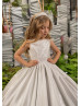 Ivory Sequined Floor Length Flower Girl Dress